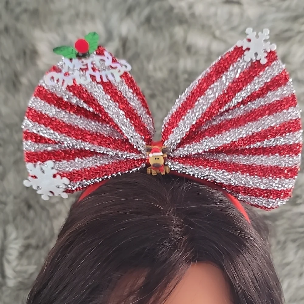 Holiday Red and White Striped Hair Headband